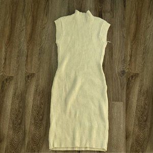 Knitted wool mock-neck mini dress